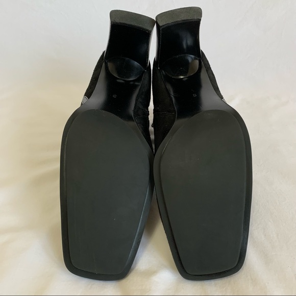 Bandolino Black Suede Urbane Zipper Booties, square toe, high heels, women’s 9 - Picture 7 of 16